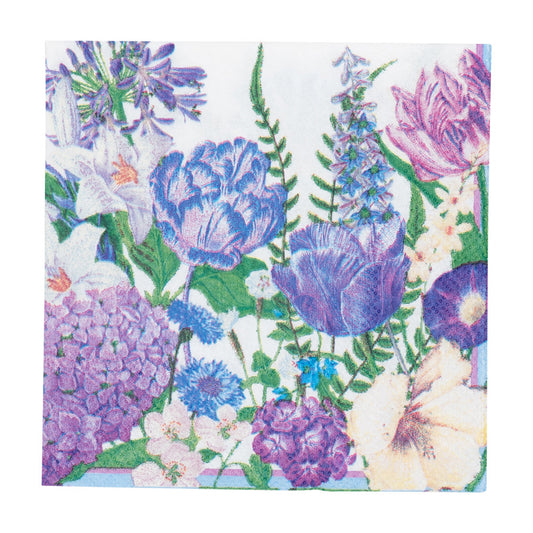 Shades Of Blue Flowers Caspari Paper Cocktail Napkins 25 cm 20 pack 3 ply
