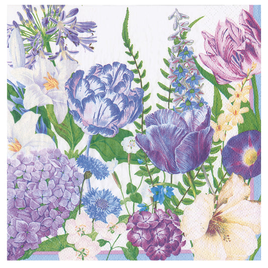 Shades of Blue Flowers Floral Caspari Paper Table Napkins 40 cm square 3 ply dinner napkins