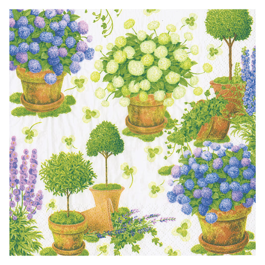 Potted Hydrangeas Caspari Paper Table Napkins 33 cm square 3 ply lunch napkins