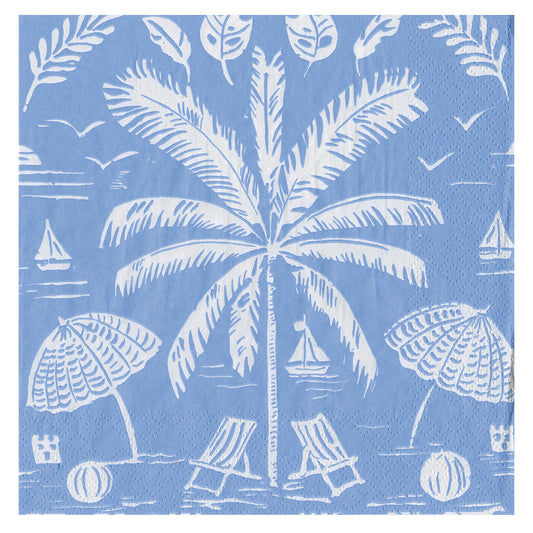 Ocean Palms Parasols Caspari Paper Table Napkins 33 cm square 3 ply lunch napkins