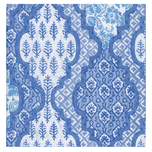 Blue Provencale Cotto Caspari Paper Table Napkins 33 cm square 3 ply lunch napkins