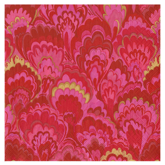 Marbled Ceramica Red Fushia Caspari Paper Table Lunch Napkins 33 cm square 3 ply