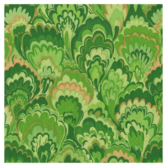 Marbled Ceramica Green Caspari Paper Table Lunch Napkins 33 cm square 3 ply