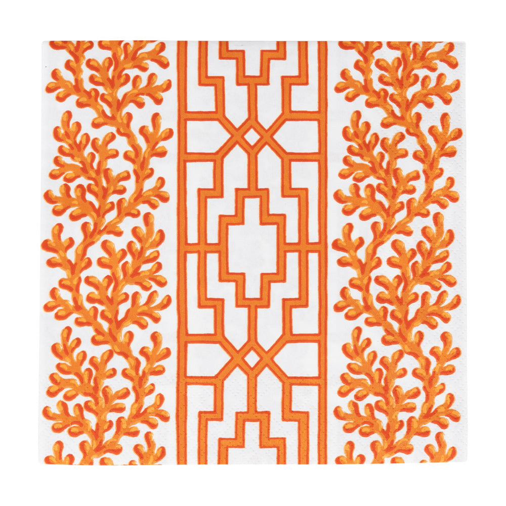 Coral And Trellis Coral Caspari Paper Table Lunch Napkins 33 cm square 3 ply