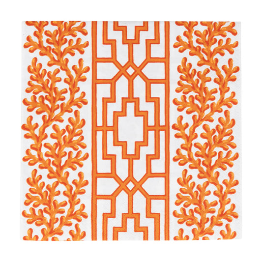 Coral And Trellis Coral Caspari Paper Table Lunch Napkins 33 cm square 3 ply