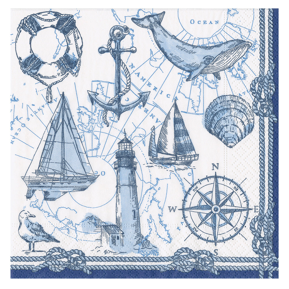 To the Lighthouse Caspari Paper Table Napkins 33 cm square 3 ply lunch napkins