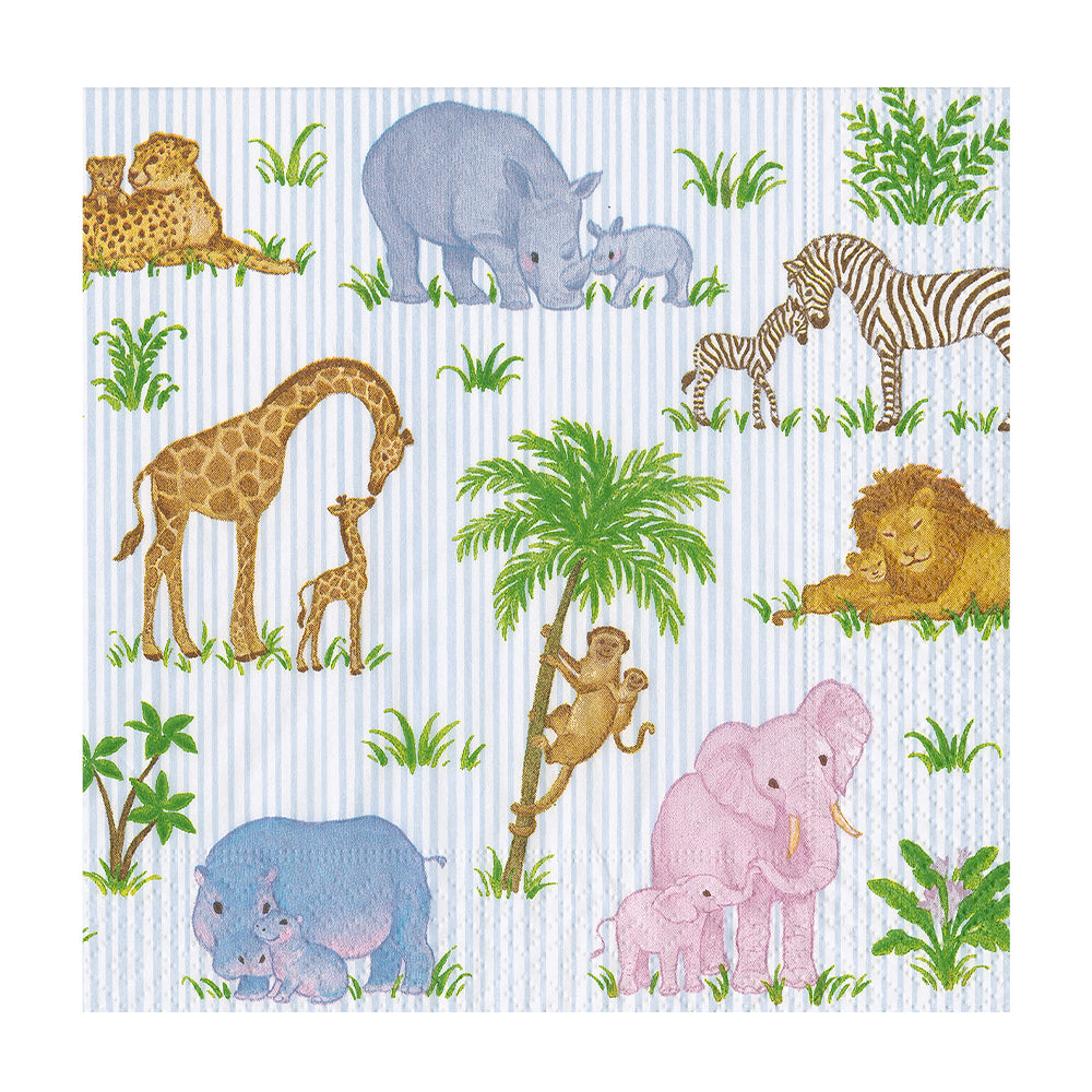 Safari Baby Animals Caspari Paper Table Napkins 25 cm square 3 ply cocktail napkins