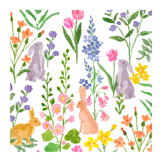 Bunny Field Easter Caspari Paper Table Napkins 25 cm square 3 ply cocktail napkins