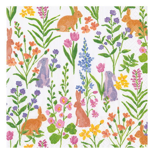 Bunny Field Easter Caspari Paper Table Napkins 33 cm square 3 ply lunch napkins