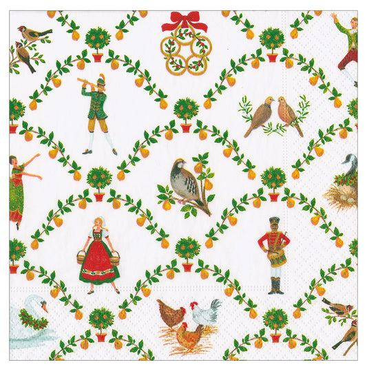 On the Twelth Day New Christmas Caspari Paper Table Lunch Napkins 33 cm square 3 ply