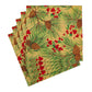 Evergreen and Berries Gold Christmas Caspari Paper Table Lunch Napkins 33 cm square 3 ply
