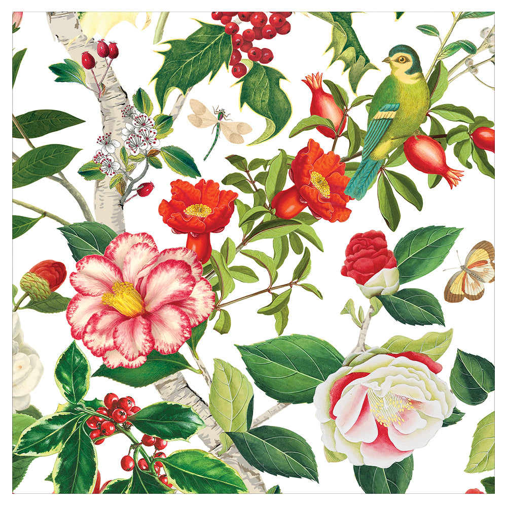 Christmas Chinoiserie White Floral Caspari Paper Table Napkins 40 cm square 3 ply dinner napkins