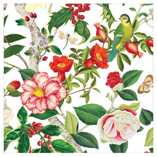 Christmas Chinoiserie White Floral Caspari Paper Table Napkins 40 cm square 3 ply dinner napkins
