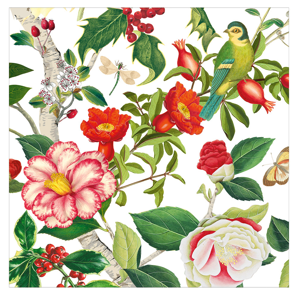 Christmas Chinoserie White Caspari Paper Table Lunch Napkins 33 cm square 3 ply