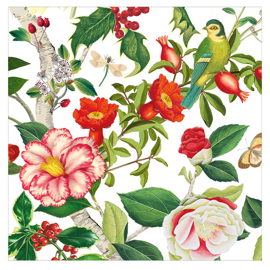 Christmas Chinoserie White Caspari Paper Table Lunch Napkins 33 cm square 3 ply