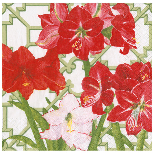 Amarylis Conservatory Christmas Caspari Paper Table Lunch Napkins 33 cm square 3 ply
