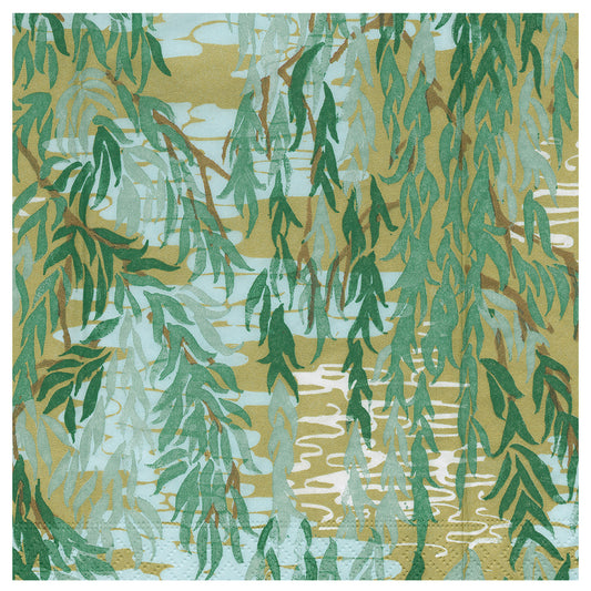 Willows Green Caspari Paper Table Cocktail Napkins 25 cm square 3 ply