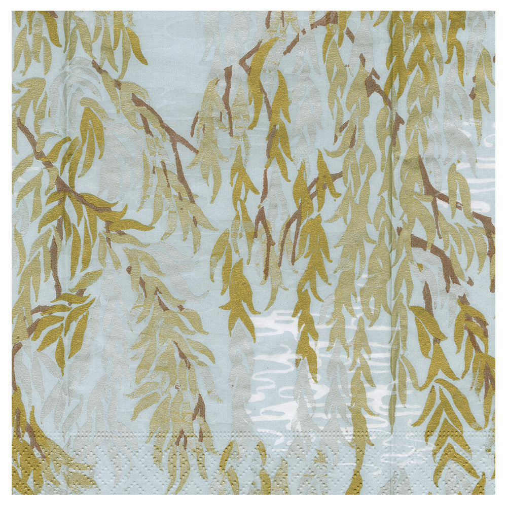 Willows Silver Caspari Paper Table Cocktail Napkins 25 cm square 3 ply