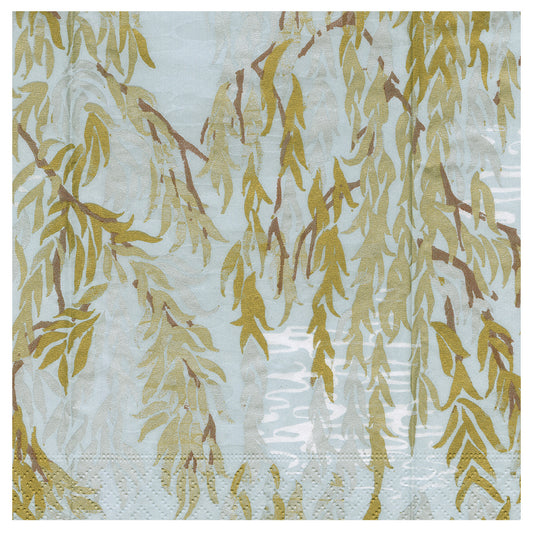 Willows Silver Caspari Paper Table Cocktail Napkins 25 cm square 3 ply