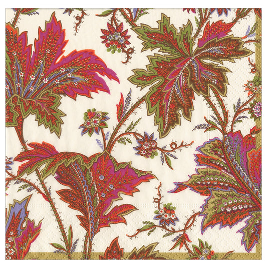 Paisley Leaves Ivory Caspari Paper Table Lunch Napkins 33 cm square 3 ply