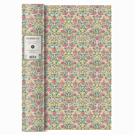 Morris and Co Rose Spring Green 3 m x 70 cm high quality thick roll wrapping paper