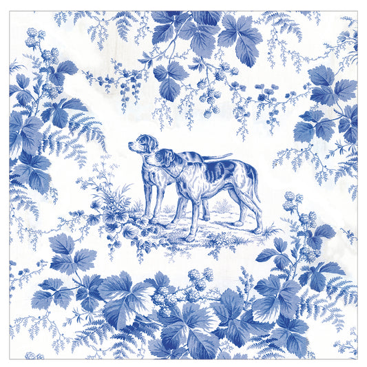 Hunting Toile Blue Caspari Paper Table Cocktail Napkins 25 cm square 3 ply