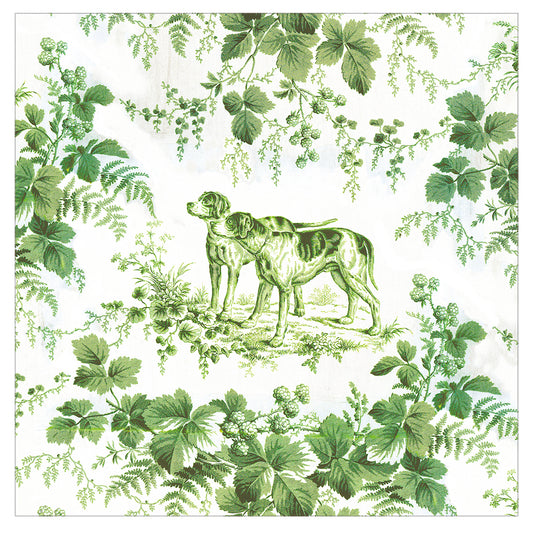 Hunting Toile Green Caspari Paper Table Cocktail Napkins 25 cm square 3 ply