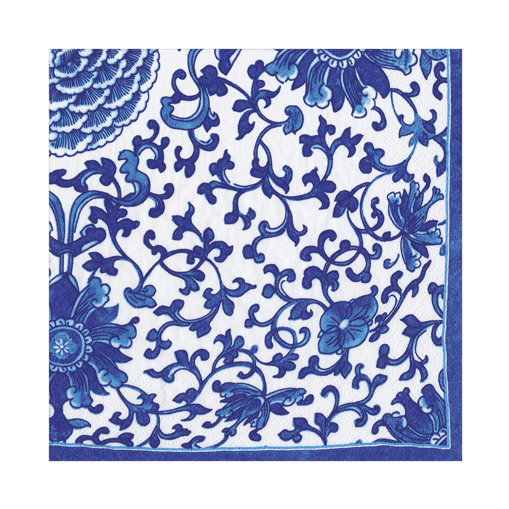 Indigo Garden Blue White  Caspari Paper Table Lunch Napkins 33 cm square 3 ply