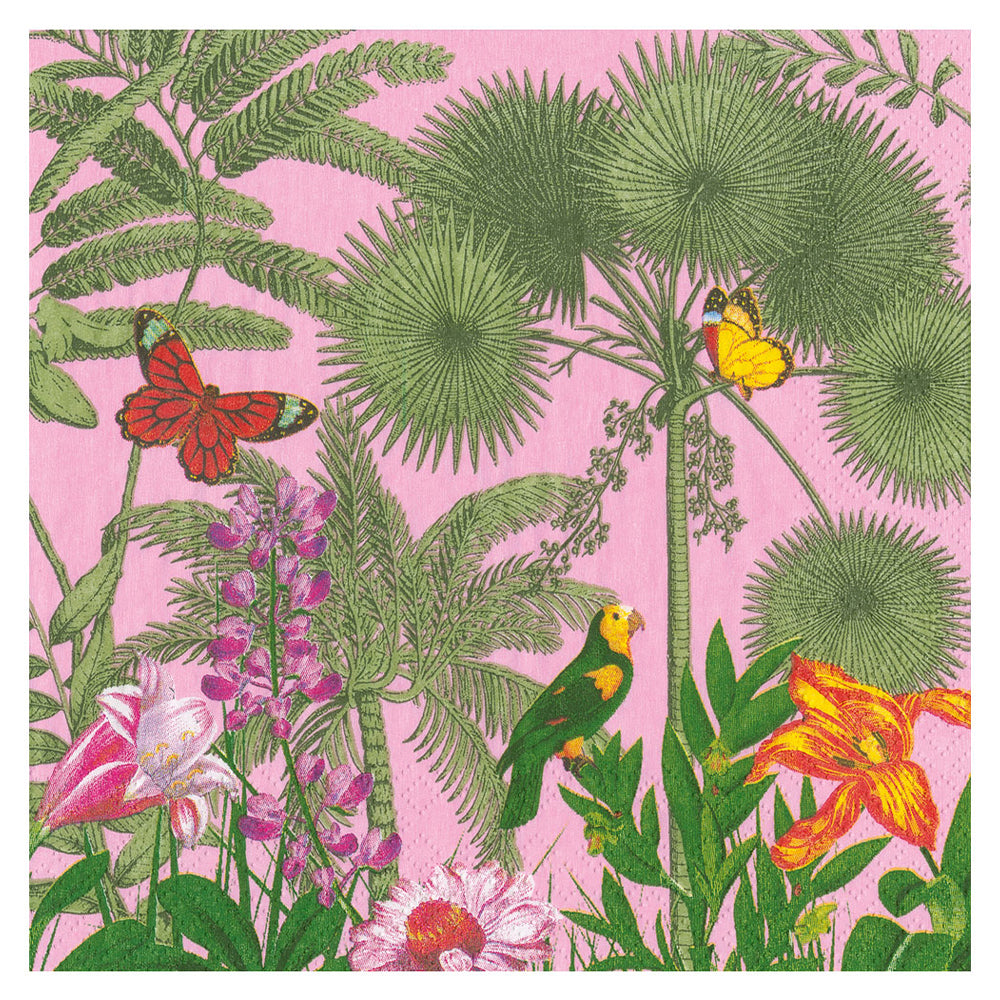 Paradise Garden Pink Caspari Paper Dinner Napkins 40 cm square 3 ply