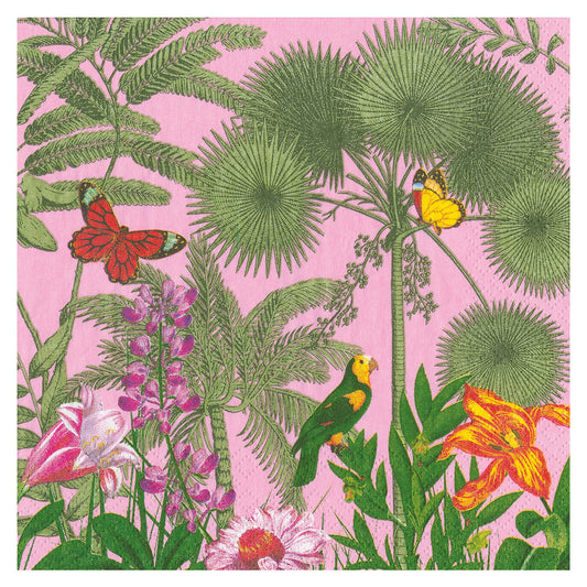 Paradise Garden Pink Caspari Paper Dinner Napkins 40 cm square 3 ply