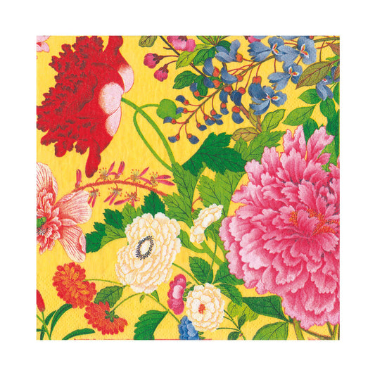 A Profusion Of Flowers 2 Yellow Caspari Paper Table Lunch Napkins 33 cm square 3 ply