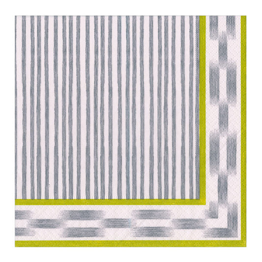 Boho Stripe Grey Caspari Paper Cocktail Napkins 25 cm 20 pack 3 ply