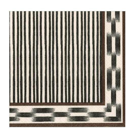 Boho Stripe Black Caspari Paper Cocktail Napkins 25 cm 20 pack 3 ply