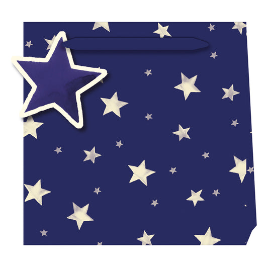 Emma Bridgewater Dark Starry Skies Blue Medium Luxury Paper Gift Bag with tag 220 x 220 x 80 mm