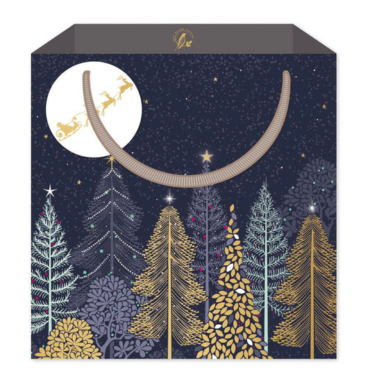 Sara Miller Winter Forest Santa Christmas Medium Luxury Paper Gift Bag with tag 220 x 220 x 80 mm