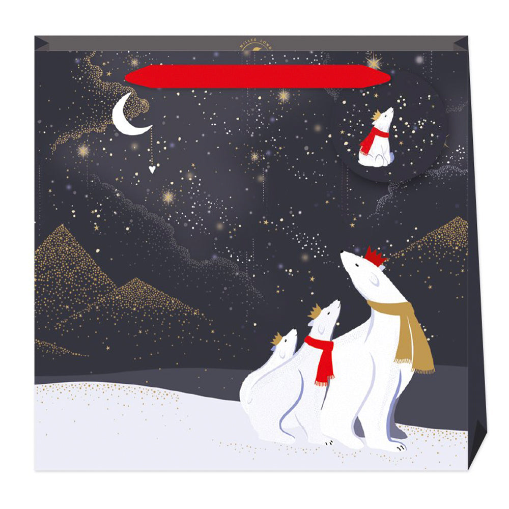 Sara Miller Polar Bear Medium Luxury Paper Gift Bag with tag 220 x 220 x 80 mm