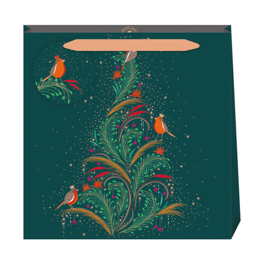 Sara Miller Christmas Tree Medium Luxury Paper Gift Bag with tag 220 x 220 x 80 mm
