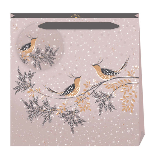 Sara Miller Winter Snow Christmas Medium Luxury Paper Gift Bag with tag 220 x 220 x 80 mm