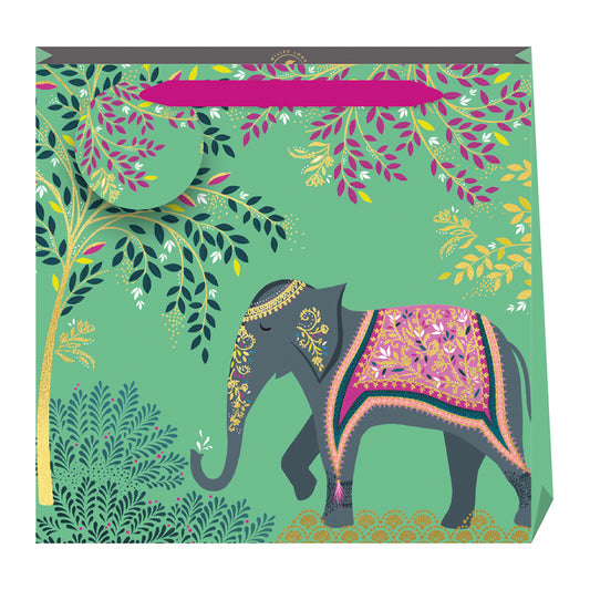 Sara Miller Elephant Oasis Medium Luxury Paper Gift Bag with tag 220 x 220 x 80 mm