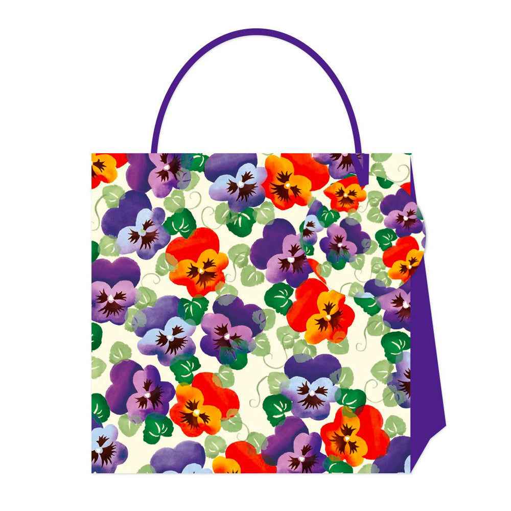 Emma Bridgewater Purple Pansy Small Luxury Paper Gift Bag, size: 130 x 130 x 70mm