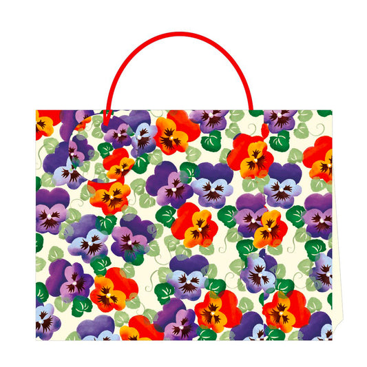 Emma Bridgewater Purple Pansy Shopper Luxury Paper Gift Bag with tag 365 x 275 x 120 mm