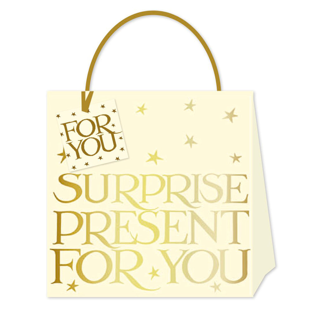Emma Bridgewater Gold Toast Surprise Present For You Medium Luxury Paper Gift Bag with tag 220 x 220 x 80 mm