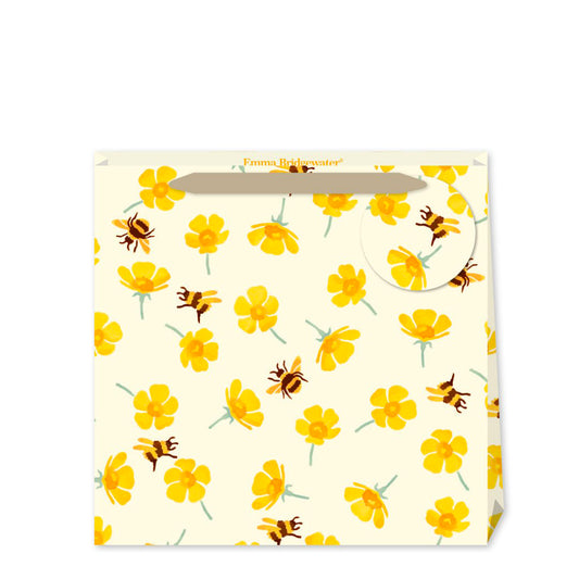 Emma Bridgewater Buttercups & Bees Medium Luxury Paper Gift Bag with tag 220 x 220 x 80 mm