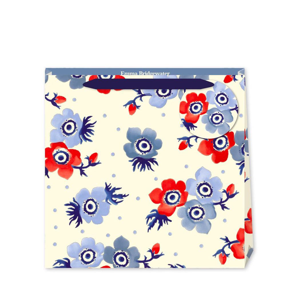 Emma Bridgewater Anemone Medium Luxury Paper Gift Bag with tag 220 x 220 x 80 mm