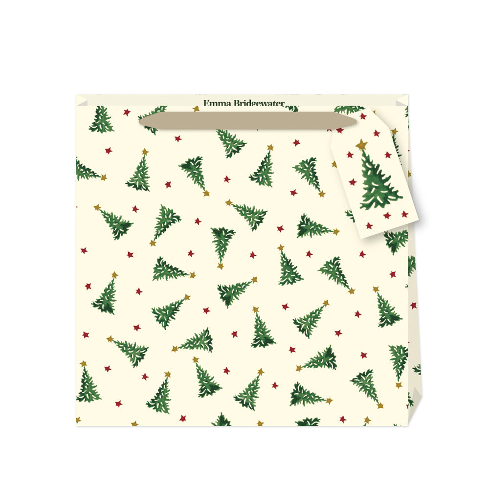 Emma Bridgewater Christmas Joy Trees Medium Luxury Paper Gift Bag with tag 220 x 220 x 80 mm