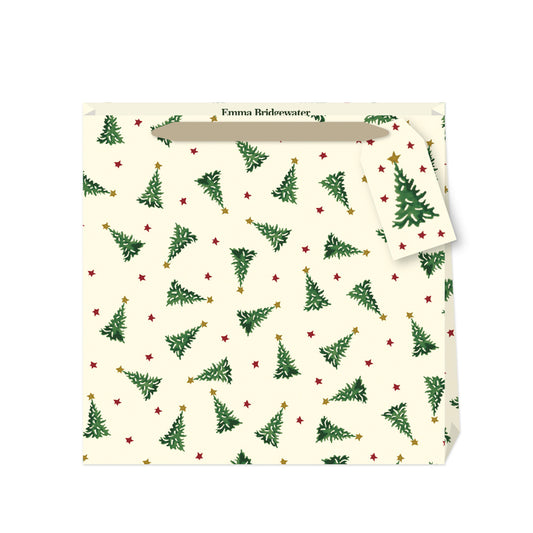 Emma Bridgewater Christmas Joy Trees Medium Luxury Paper Gift Bag with tag 220 x 220 x 80 mm
