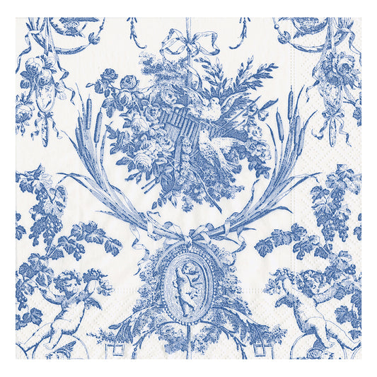 Romantic Toile blue Caspari Paper Table Napkins 33 cm square 3 ply lunch napkins