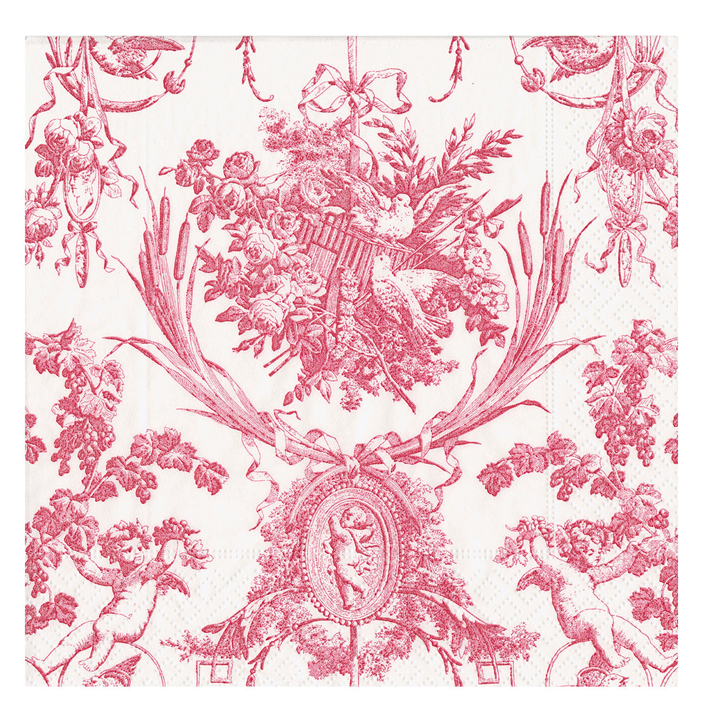 Romantic Toile rose Caspari Paper Table Napkins 33 cm square 3 ply lunch napkins