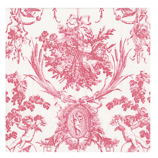 Romantic Toile rose Caspari Paper Table Napkins 25 cm square 3 ply cocktail napkins