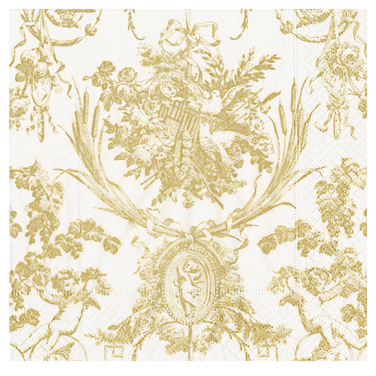 Romantic Toile Gold Caspari Paper Table Napkins 40 cm square 3 ply dinner napkins